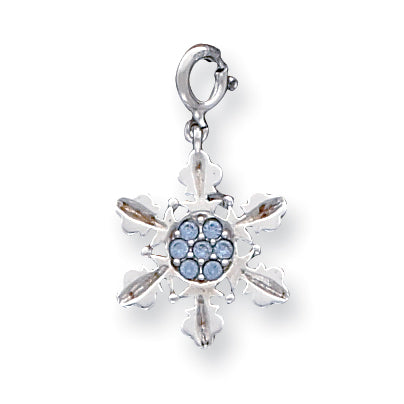 Sterling Silver Blue Crystal Snowflake Charm