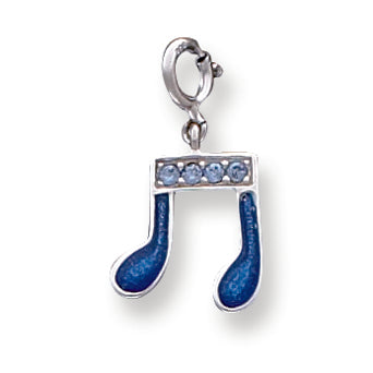 Sterling Silver Blue Enameled & Crystal Charm