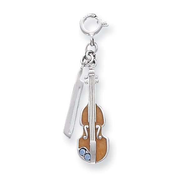 Sterling Silver Enameled Violin Charm