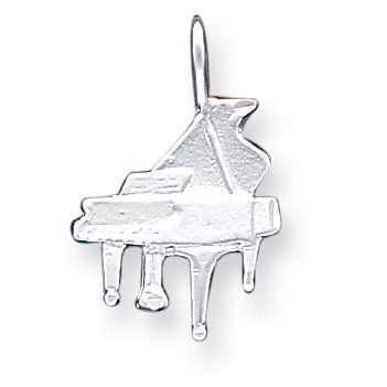 Sterling Silver Diamond Cut Grand Piano Pendant