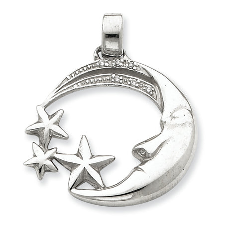 Sterling Silver Moon and Stars with CZ Pendant
