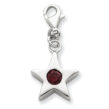 Sterling Silver January CZ Birthstone Star Charm