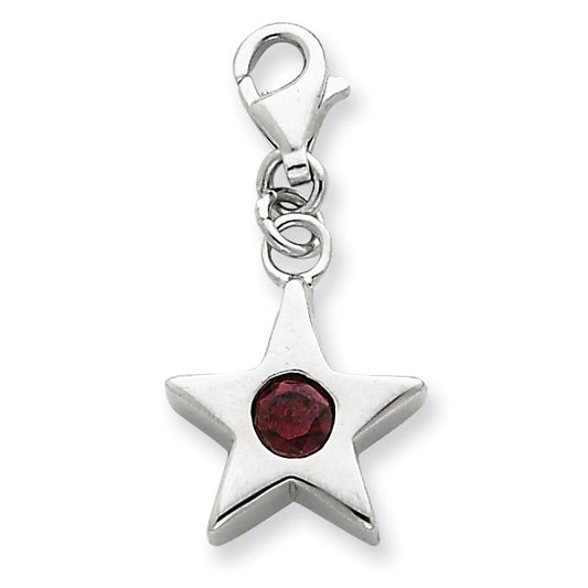 Sterling Silver January CZ Birthstone Star Charm