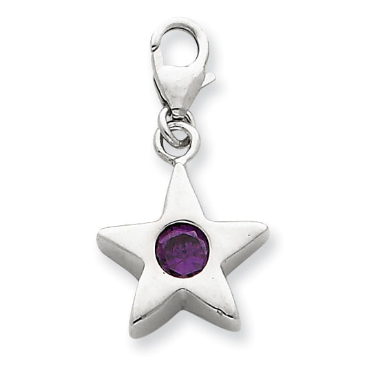 Sterling Silver February CZ Birthstone Star Charm