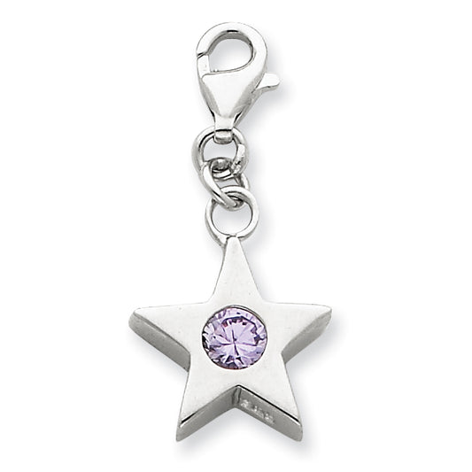 Sterling Silver June CZ Birthstone Star Charm