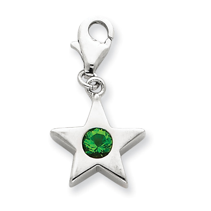 Sterling Silver August CZ Birthstone Star Charm