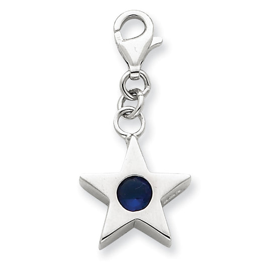 Sterling Silver September CZ Birthstone Star Charm