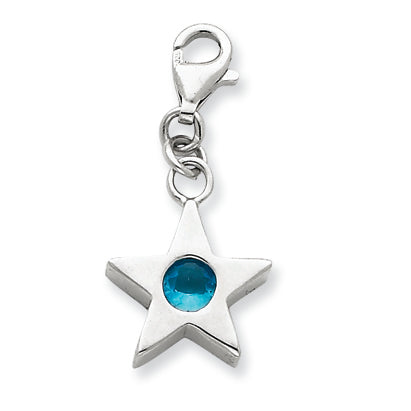 Sterling Silver December CZ Birthstone Star Charm