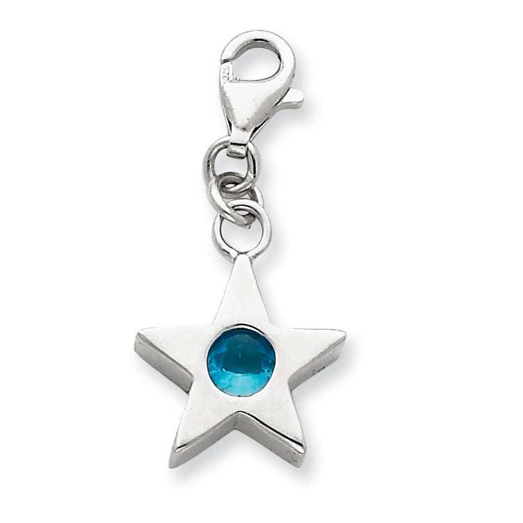 Sterling Silver December CZ Birthstone Star Charm