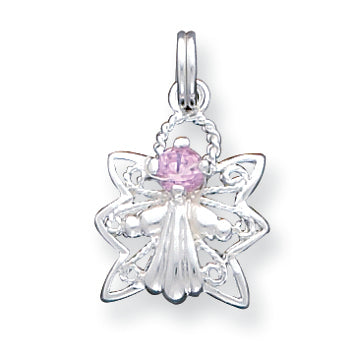 Sterling Silver Pink CZ Angel Charm