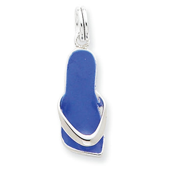 Sterling Silver Blue Enamaled Flip-Flop Charm