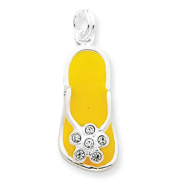 Sterling Silver Enameled and CZ Flip Flop Charm
