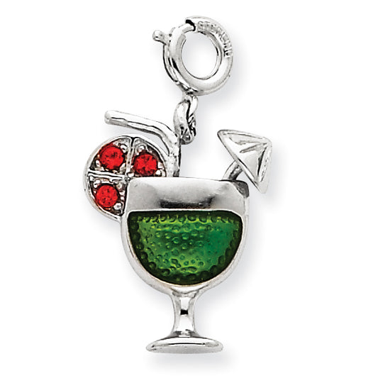 Sterling Silver Enameled Martini Glass Charm