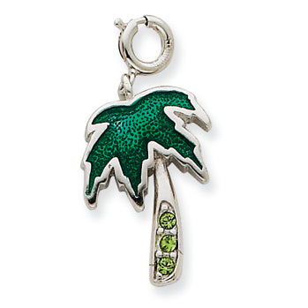 Sterling Silver Green Enameled Palm Charm