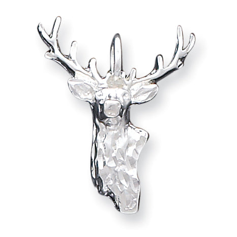 Sterling Silver Diamond Cut Bust of Buck Pendant