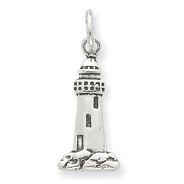 Sterling Silver Antiqued Lighthouse Charm