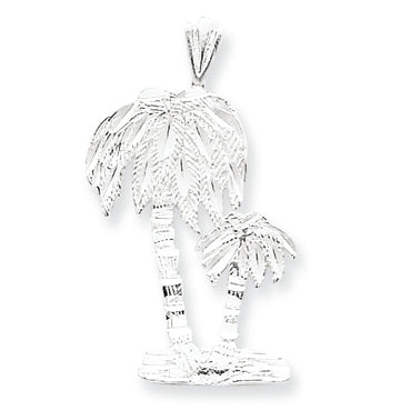 Sterling Silver Diamond Cut Palm Trees Pendant Charm