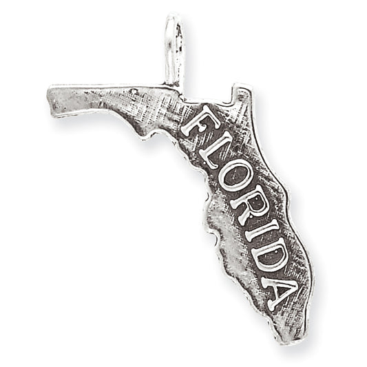 Sterling Silver Antiqued Florida State Charm