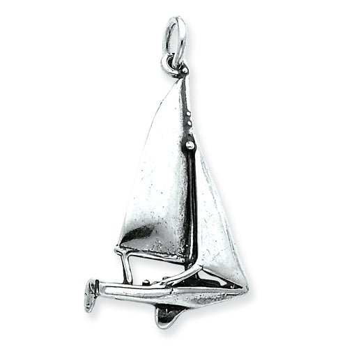 Sterling Silver Antiqued Sailboat Charm