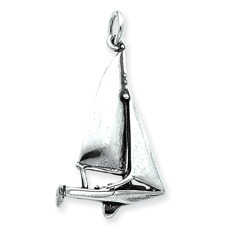Sterling Silver Antiqued Sailboat Charm