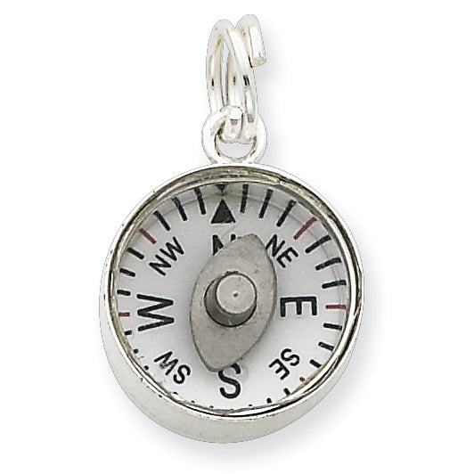 Sterling Silver 3D Moveable Compass Charm