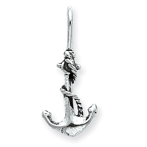 Sterling Silver Antiqued Anchor and Rope Pendant