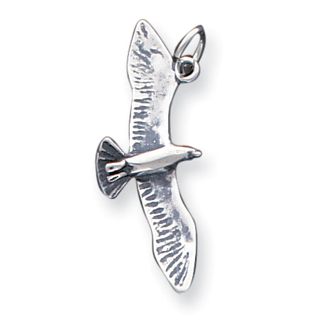 Sterling Silver Antiqued Wing Spread Seagull Charm