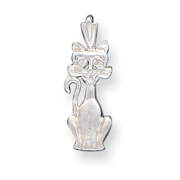 Sterling Silver Diamond Cut Cat Pendant