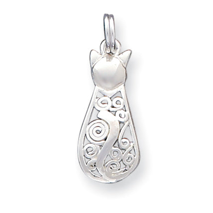 Sterling Silver Fancy Cat Charm
