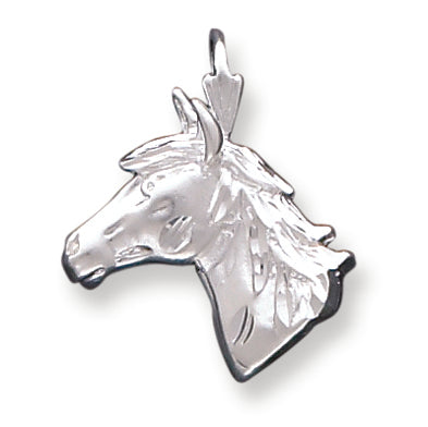 Sterling Silver Diamond Cut Horse Head Pendant