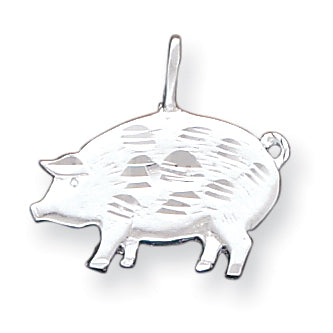 Sterling Silver Diamond Cut Pig Pendant