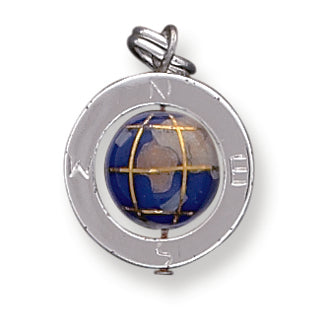 Sterling Silver Enameled Globe Charm