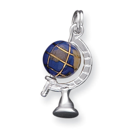 Sterling Silver Blue Enamaled Globe Charm