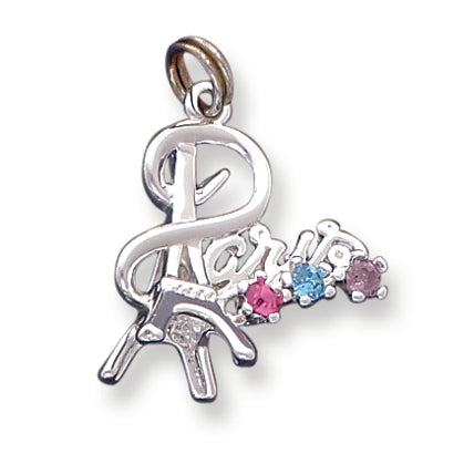 Sterling Silver Paris Multi-color Crystal Charm
