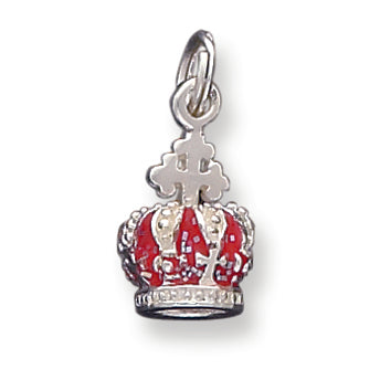 Sterling Silver Red Enamaled Crown Charm
