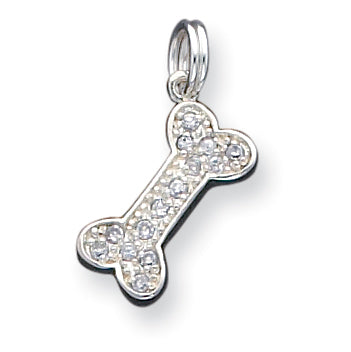 Sterling Silver CZ Dog Bone Charm