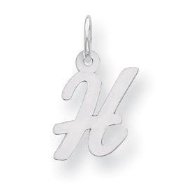 Sterling Silver Small Script Intial H Charm