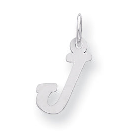 Sterling Silver Small Script Intial J Charm