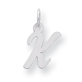Sterling Silver Small Script Intial K Charm