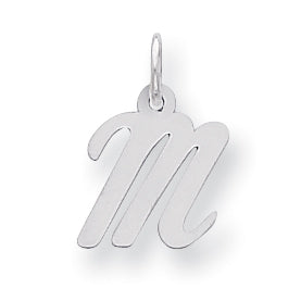 Sterling Silver Small Script Intial M Charm