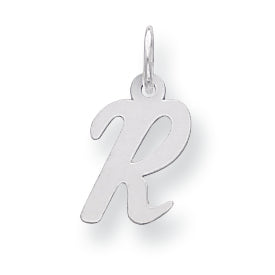 Sterling Silver Small Script Intial R Charm