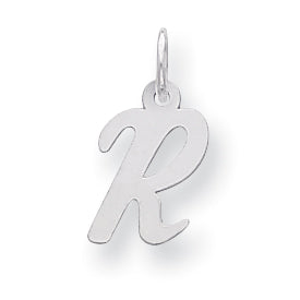 Sterling Silver Small Script Intial R Charm