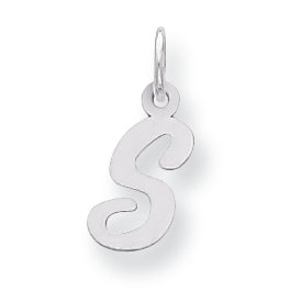 Sterling Silver Small Script Intial S Charm
