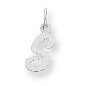 Sterling Silver Small Script Intial S Charm