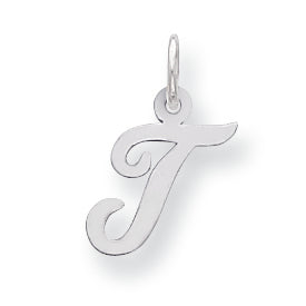Sterling Silver Small Script Intial T Charm