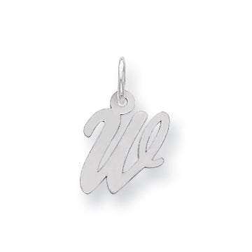 Sterling Silver Small Script Intial W Charm