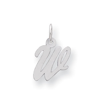 Sterling Silver Small Script Intial W Charm