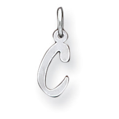 Sterling Silver Small Slanted Block Initial C Charm