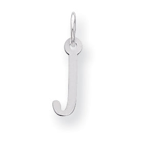 Sterling Silver Small Slanted Block Initial J Charm