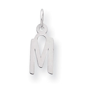Sterling Silver Small Slanted Block Initial M Charm